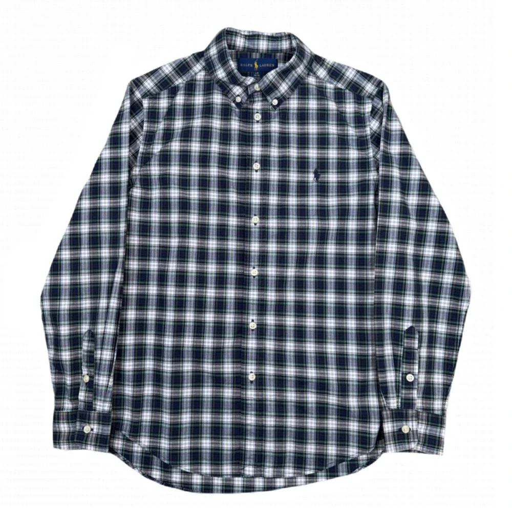 Lot Of 2 Ralph Lauren Boys‎ Large 14-16 Button-Down Plaid Red Blue Shirts Pony